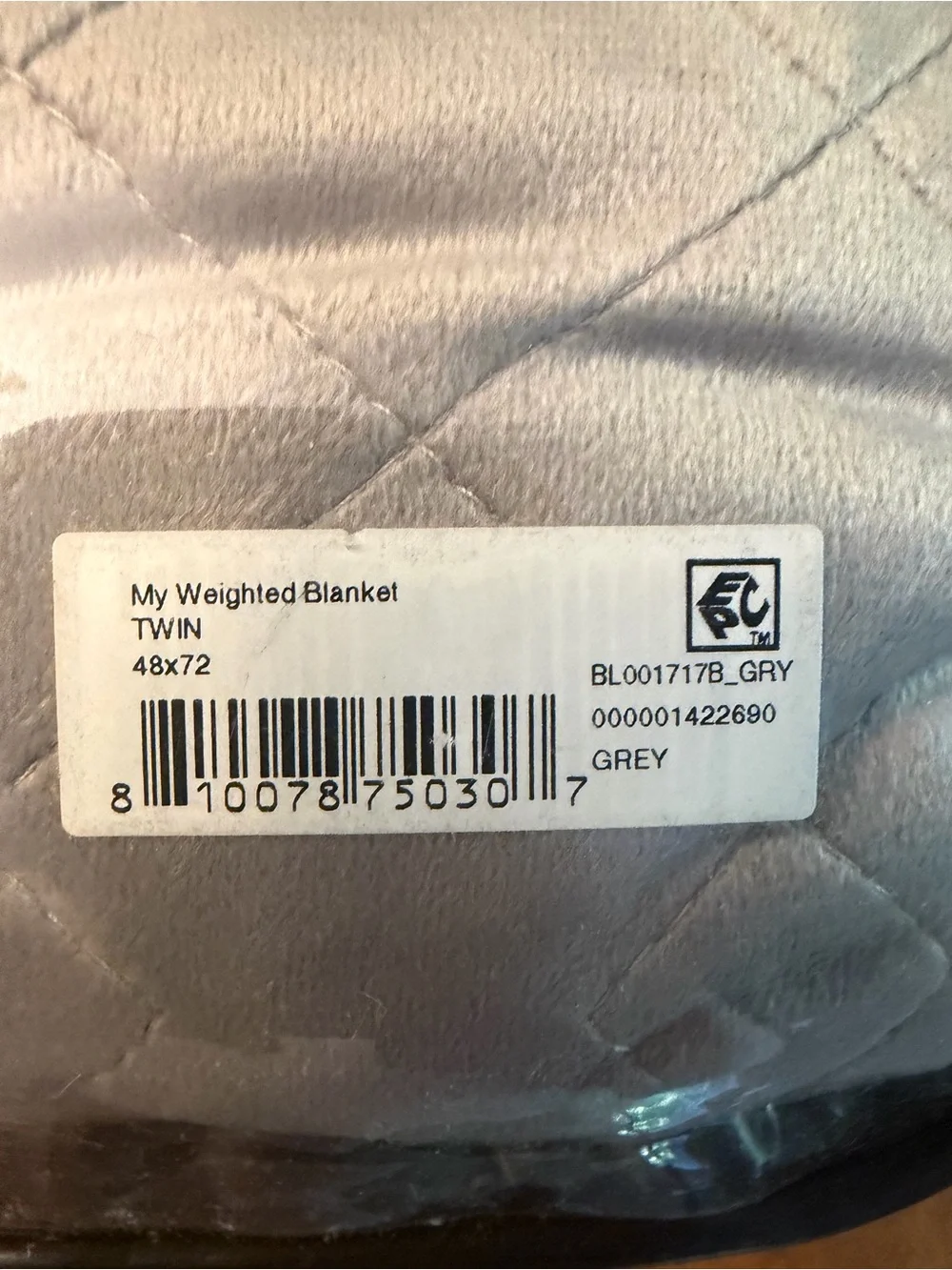 BLOOMINGDALE’s  My Weighted Blanket Grey 15 lbs 48x72 Twin